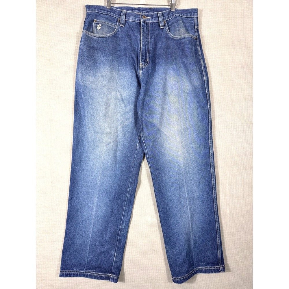Rocawear Baggy 100% Cotton Medium Wash Denim Mens 38x34 Y2K Jeans